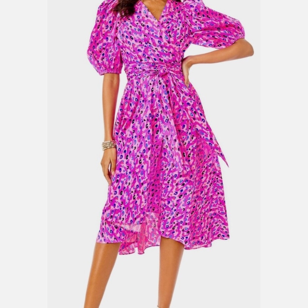Vibrant Pink Patterned Women's Dress